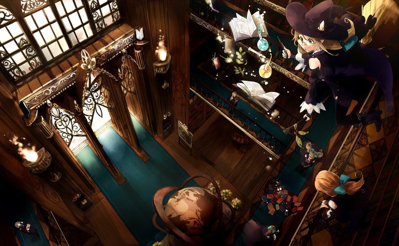 anime, anime girls, fantasy girl, fantasy art, witch hat, magic