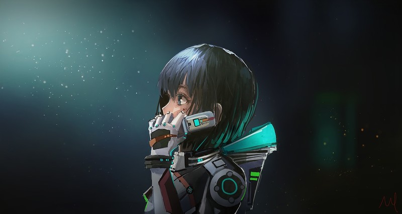 anime girls, digital art, artwork, science fiction, space