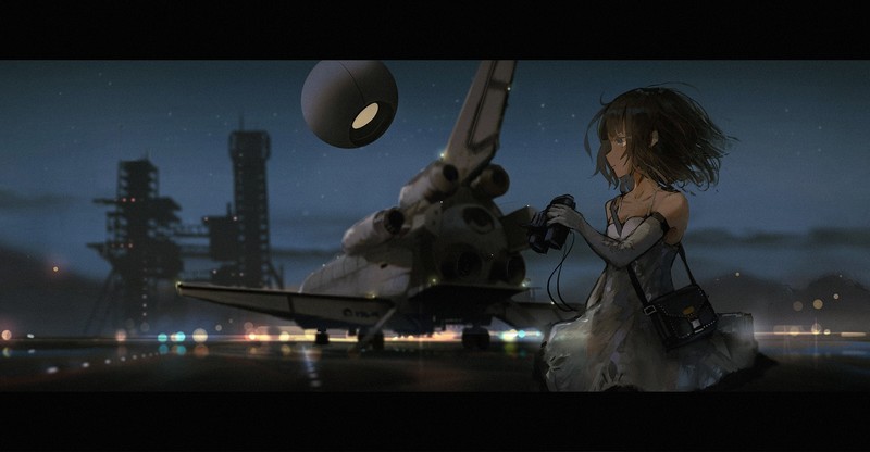 anime girls, artwork, digital art, science fiction