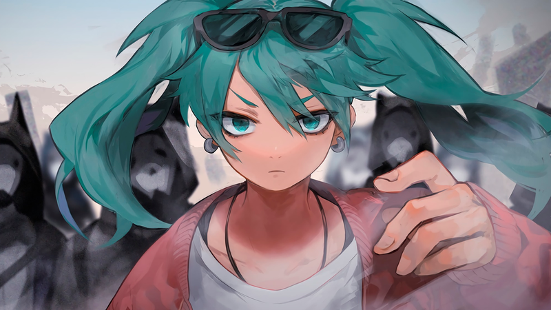 anime, manga, anime girls, minimalism, Hatsune Miku, Vocaloid, turquoise hair