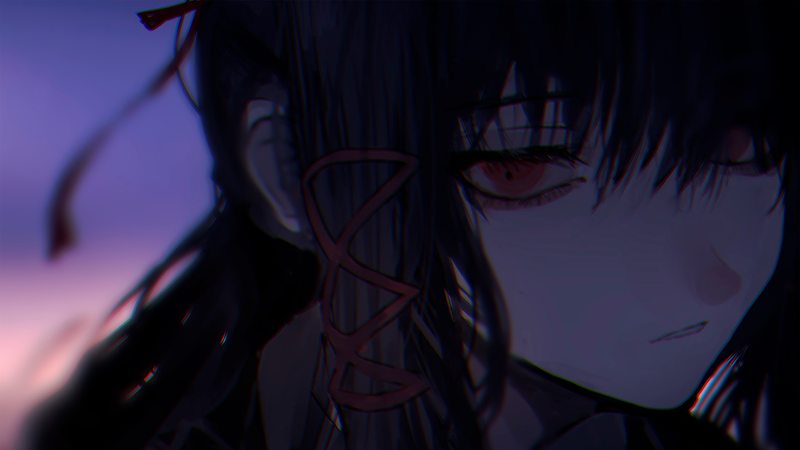 anime, manga, anime girls, minimalism, gloomy, red eyes