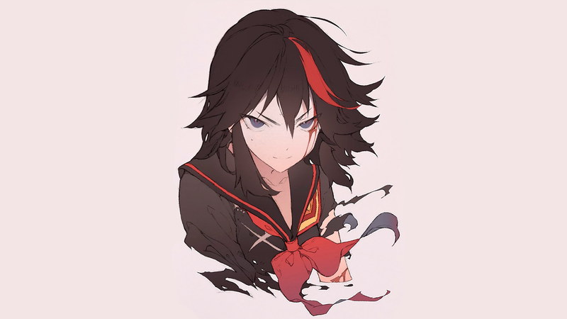 anime girls, simple background, minimalism, Kill la Kill, Matoi Ryuuko
