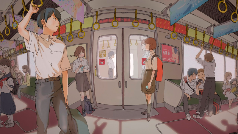 anime, manga, metro, subway, anime girls, anime boys, Japan