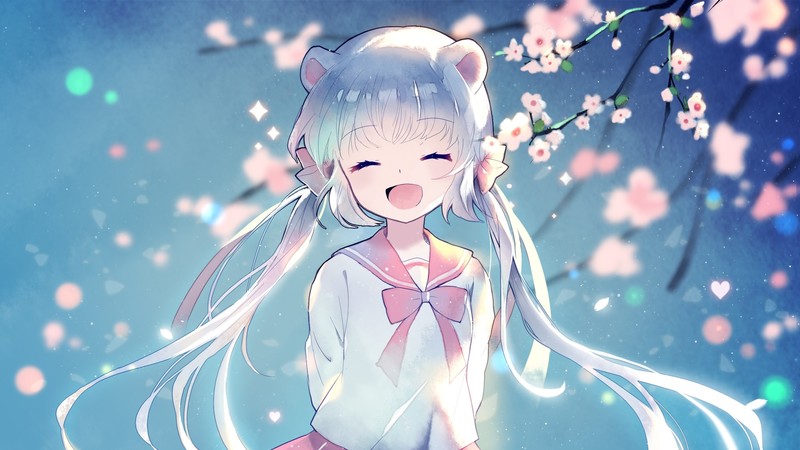 anime girls, closed eyes, open mouth, long hair