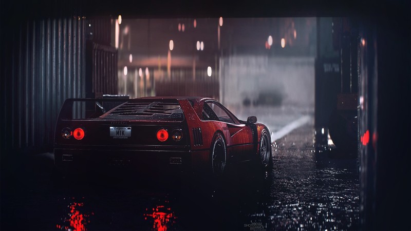 Ferrari, Ferrari F40, red cars, dark, vehicle, car