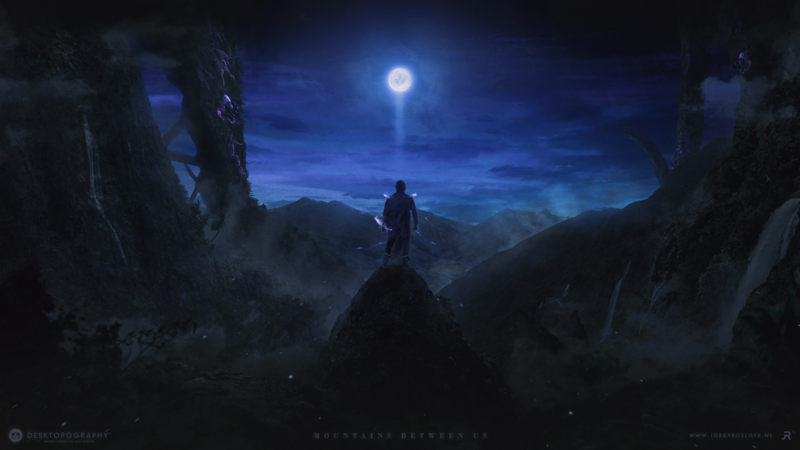 Desktopography, space, science fiction, Photoshop, digital, planet, fantasy art, mountains, landscape