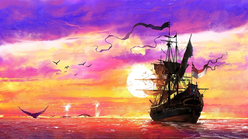 fantasy art, artwork, sky, sea