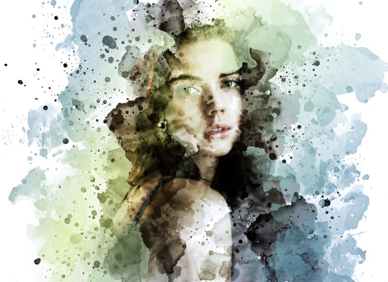 women, drawing, portrait, face, watercolor, artwork