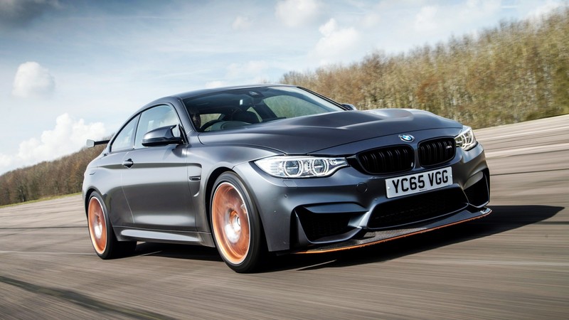 car, BMW M4, colored wheels, front angle view, BMW, vehicle