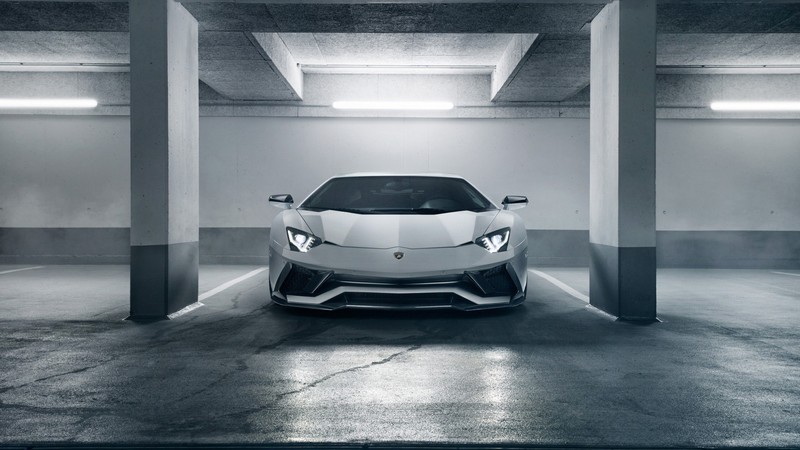 car, Lamborghini Aventador, frontal view, Lamborghini, gray