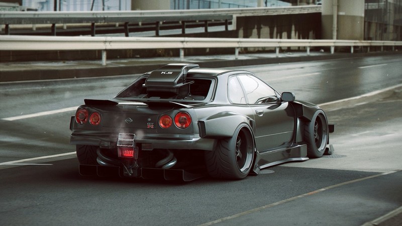 car, Nissan GT-R, widebody, lowered