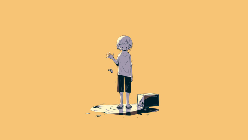 depressing, minimalism, simple background, manga, orange background, drawing, suicide, avogado6