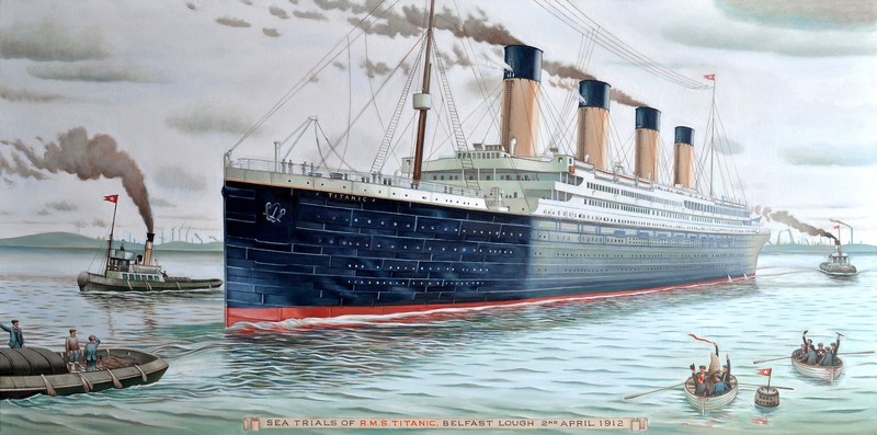 artwork, ship, vehicle, Titanic