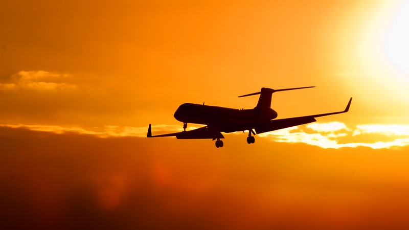 airplane, silhouette, sunset, sky, orange, Gulfstream