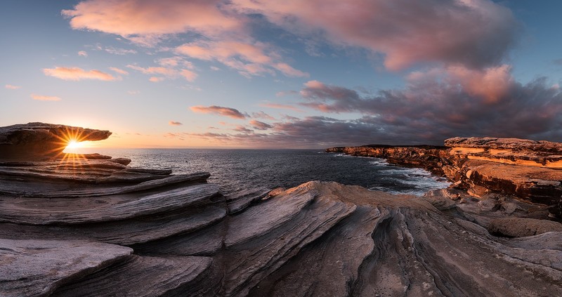 sunset, Australia, Sydney, horizon, sea, Sun, rock