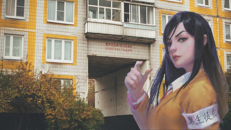 anime, city, 2D, anime girls