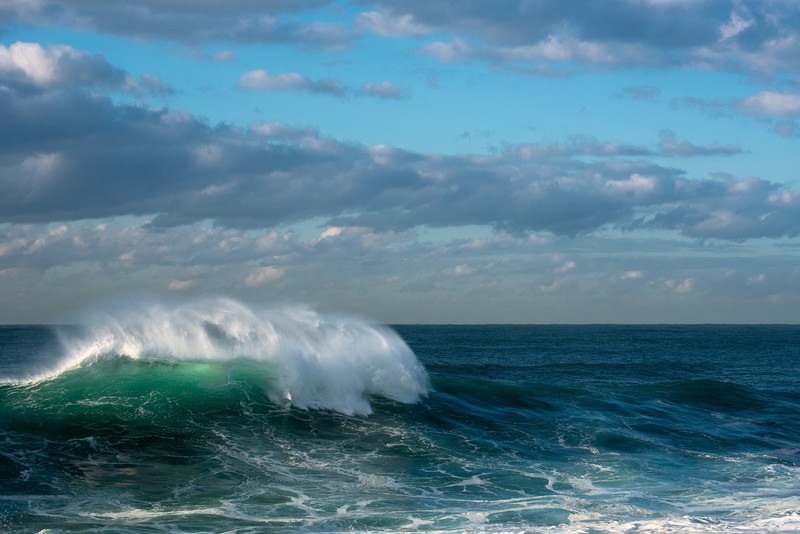 waves, clouds, Pacific Ocean