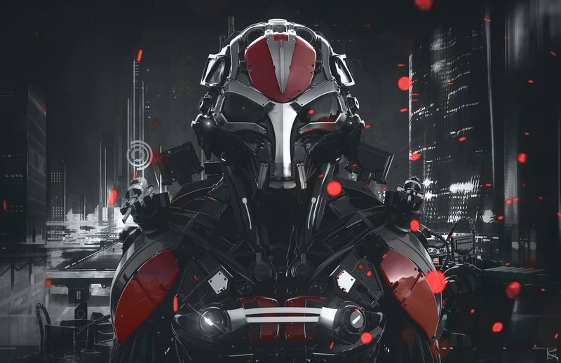 robot, digital art, science fiction