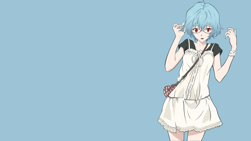 Neon Genesis Evangelion, Ayanami Rei, blue hair, glasses, simple background, anime girls