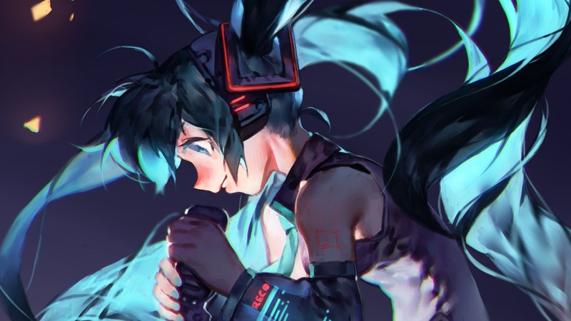 anime girls, digital art, artwork, Vocaloid, Hatsune Miku, cyan