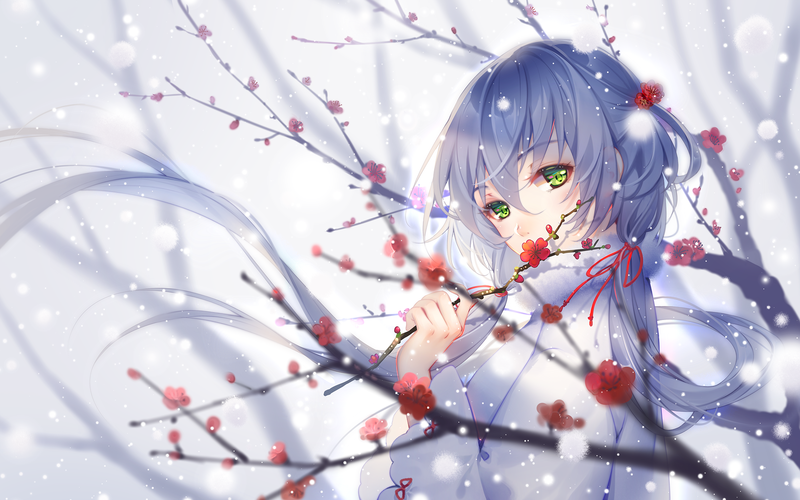 artwork, digital art, painting, women, anime girls, winter, snow