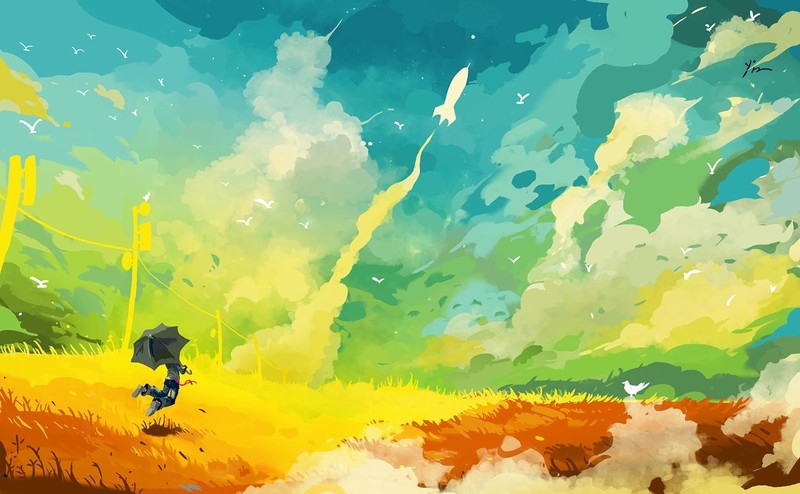 artwork, digital art, painting, colorful, rocket, Launch, abstract