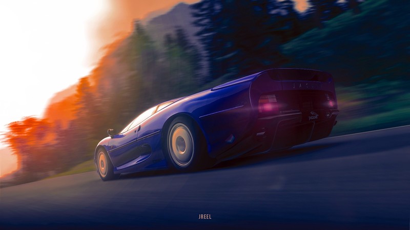 car, artwork, road, Jaguar (car)