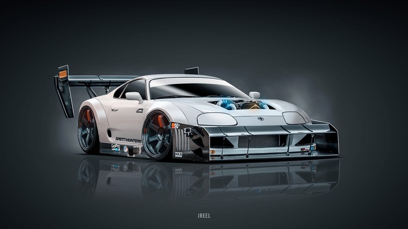 digital art, white cars, car, vehicle, Toyota