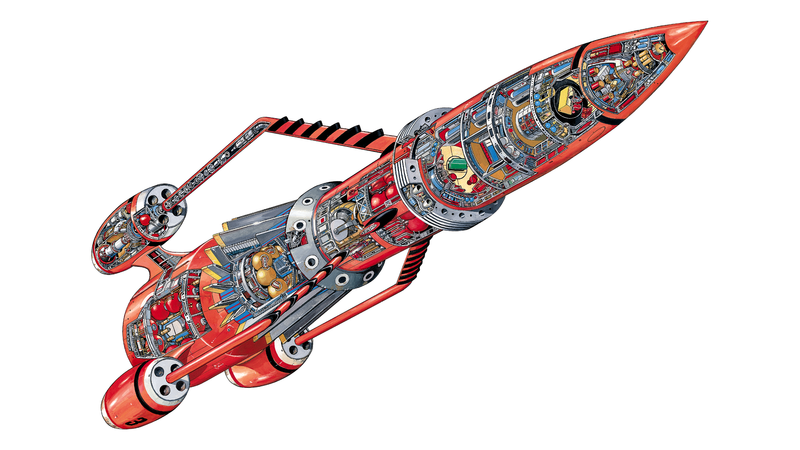 thunderbirds, tv series, drawing, Cross Section