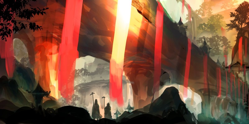 artwork, digital art, concept art, landscape, bridge