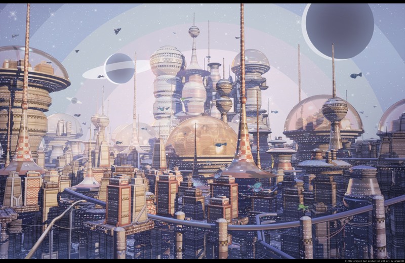 digital art, artwork, futuristic, science fiction, cityscape, sky, city, urban, skyscraper