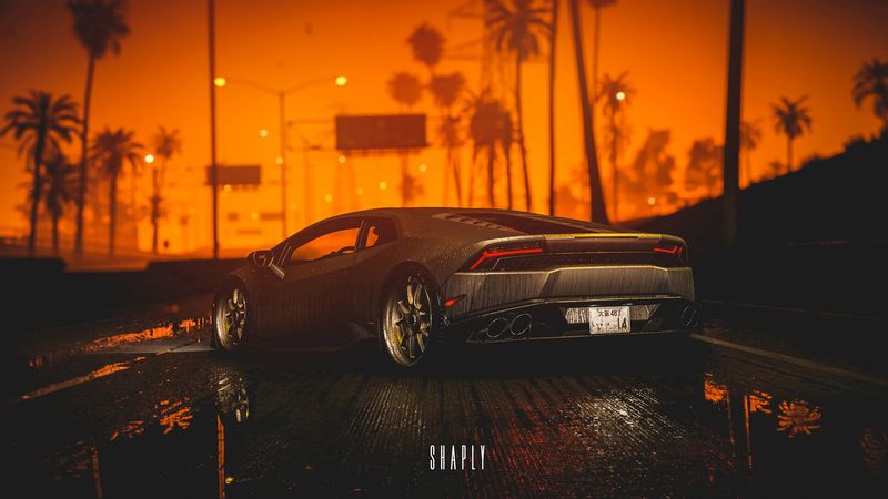 car, sports car, sunset, night, 4k