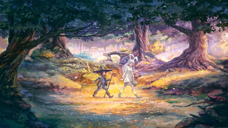 artwork, digital art, original characters, landscape, nature, bridge, forest