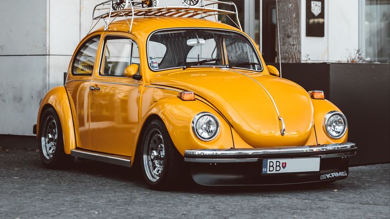 volkswagen beetle, volkswagen, car, yellow, retro, 4k