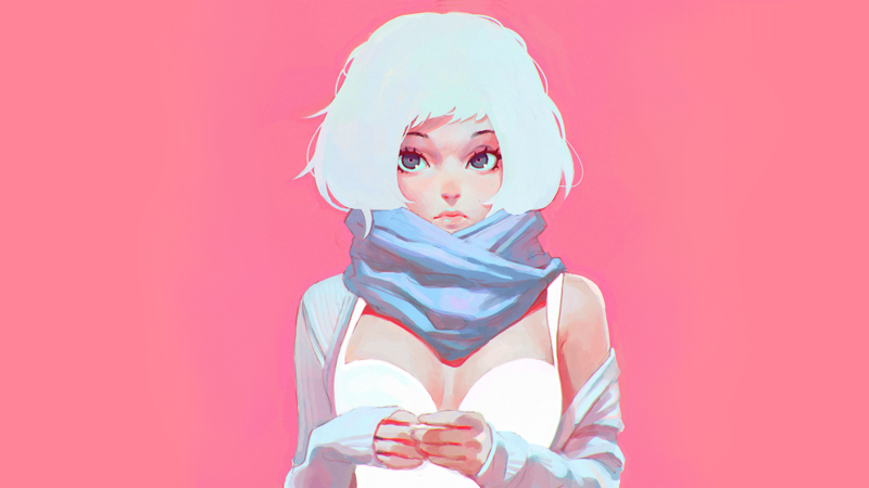 digital art, artwork, anime girls, schoolgirl, blonde, simple background