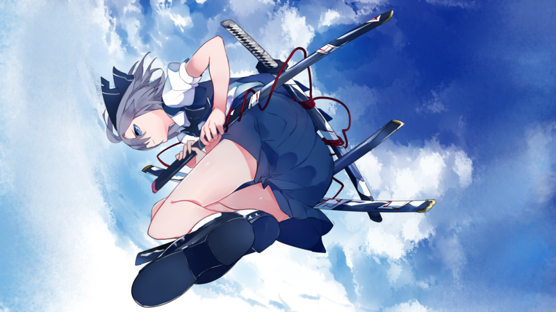 digital art, anime girls, fantasy art, artwork, original characters, weapon, schoolgirl, Touhou