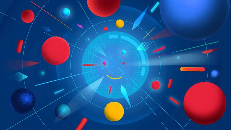 circles, balls, lines, multicolored, 4k