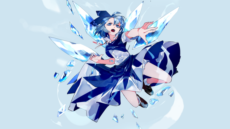digital art, artwork, anime girls, concept art, original characters, Touhou, blue hair, Cirno
