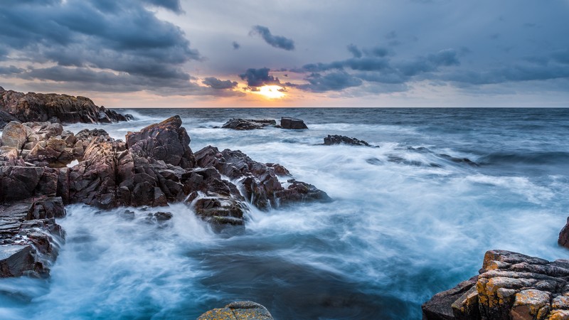 sky, clouds, sea, waves, landscape