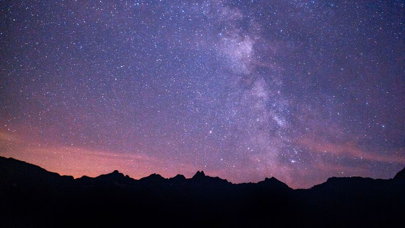 milky way, starry sky, night, mountains, 4k