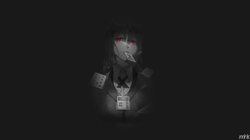 anime, anime girls, black, red