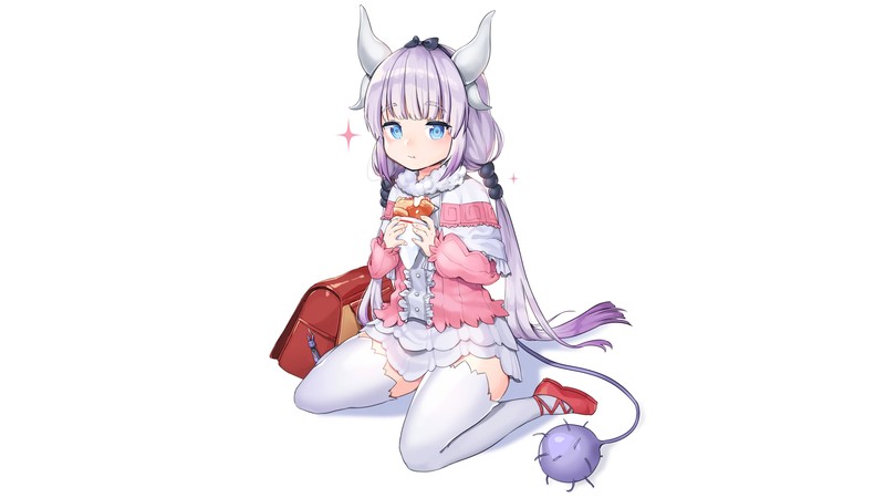 Kobayashi-san Chi no Maid Dragon, simple background, Kanna Kamui (Kobayashi-san Chi no Maid Dragon), looking at viewer
