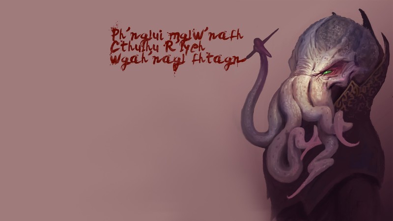 Cthulhu, H. P. Lovecraft, creature, simple background, green eyes
