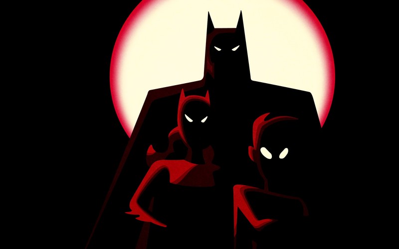 Batman, Batgirl, Robin (superhero), DC Comics, shadow, minimalism, Batman: The Animated Series