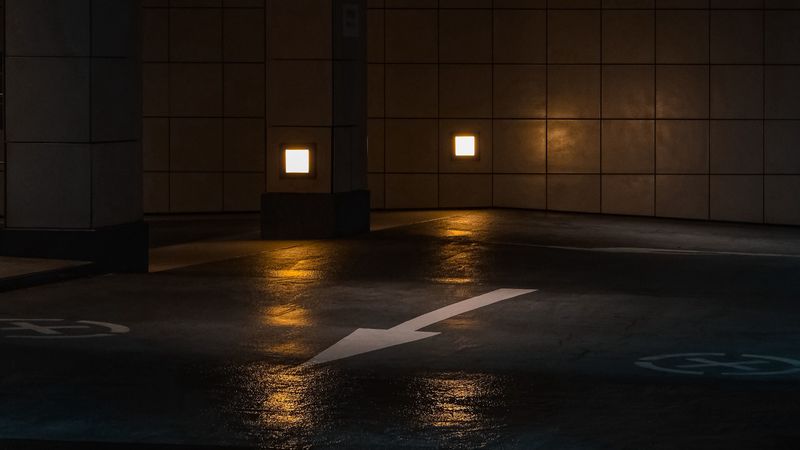 parking, night, arrow, dark, 4k