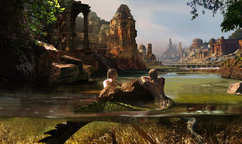 fantasy art, creature, water, artwork
