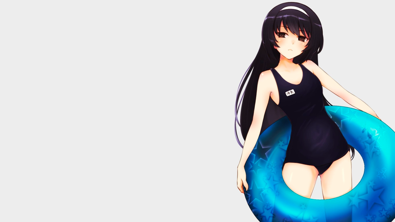 anime, manga, anime girls, simple background, minimalism, white background, Girls und Panzer, Reizei Mako, school swimsuit, summer
