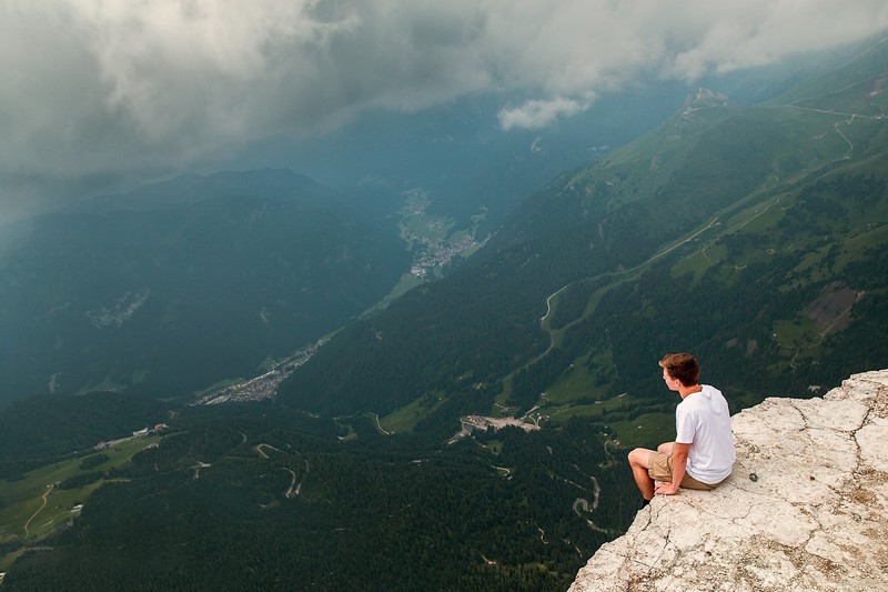 men, mountain top, landscape