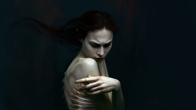 dark, dark fantasy, women, creature, fantasy girl