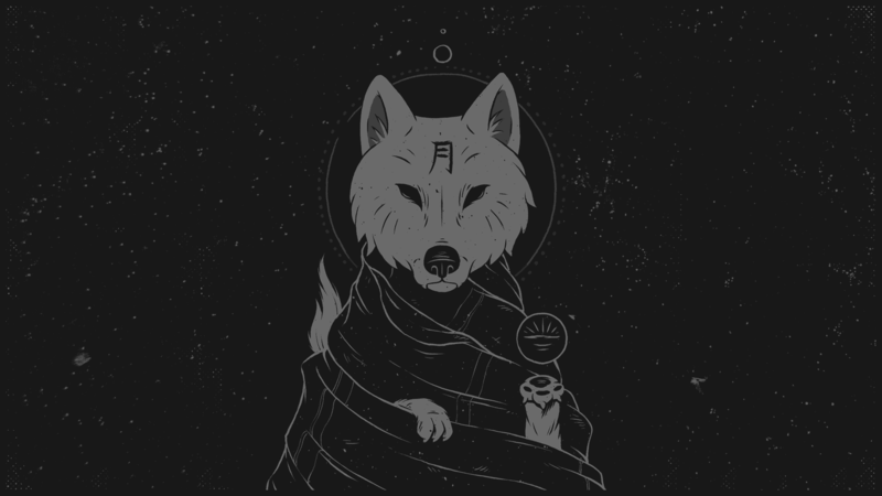 monochrome, space, kanji, dog, Buddhism, simple